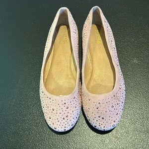 Sperry Top Siders blush pink ballet flats with pink sparkle studs women’…